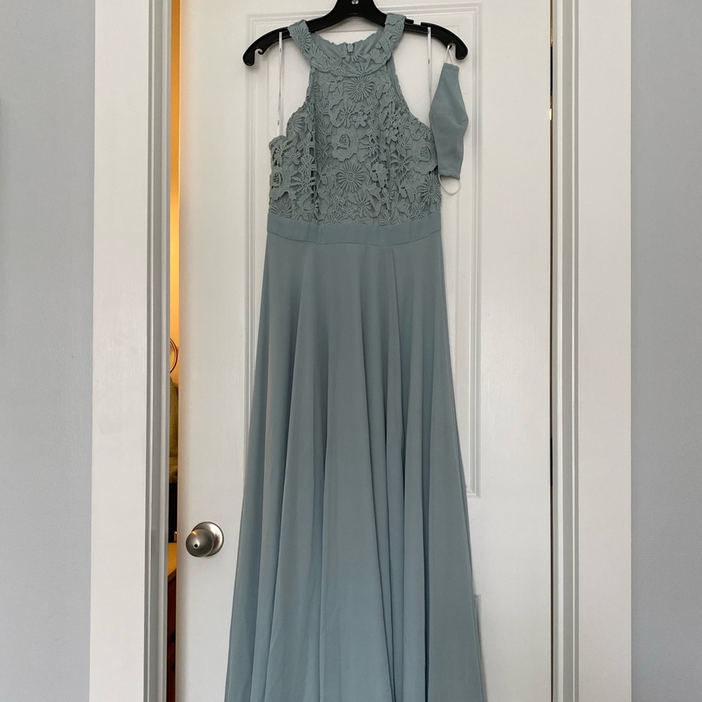 Lulus Picture Perfect Lace Maxi Dress-Sage (light green).